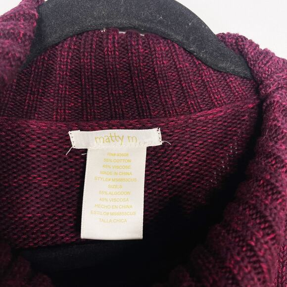 Matty M Small S Red Pink Marled Envelope Pullover Split Turtleneck Tunic Sweater - Picture 8 of 11